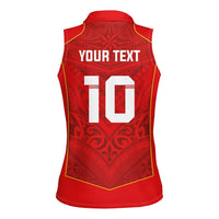 Custom Mate Ma'a Tonga Rugby Women Sleeveless Polo Shirt Ngatu Tribal Motifs Sporty Style LT03 - Polynesian Pride
