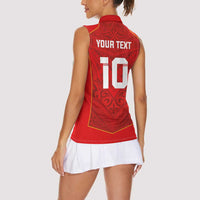Custom Mate Ma'a Tonga Rugby Women Sleeveless Polo Shirt Ngatu Tribal Motifs Sporty Style LT03 - Polynesian Pride