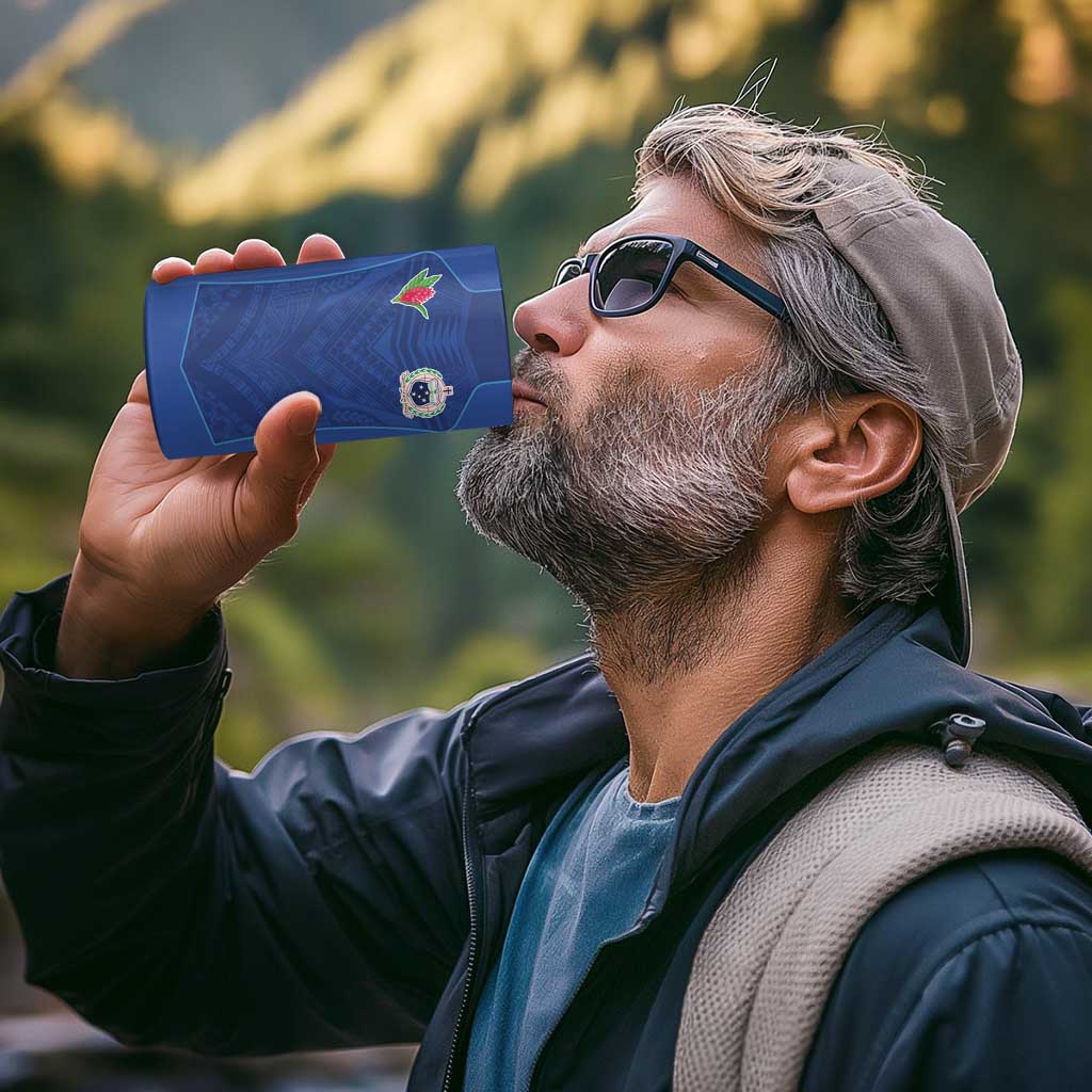 Custom Samoa Rugby 4 in 1 Can Cooler Tumbler Tatau Tribal Motifs Sporty Style - Polynesian Pride