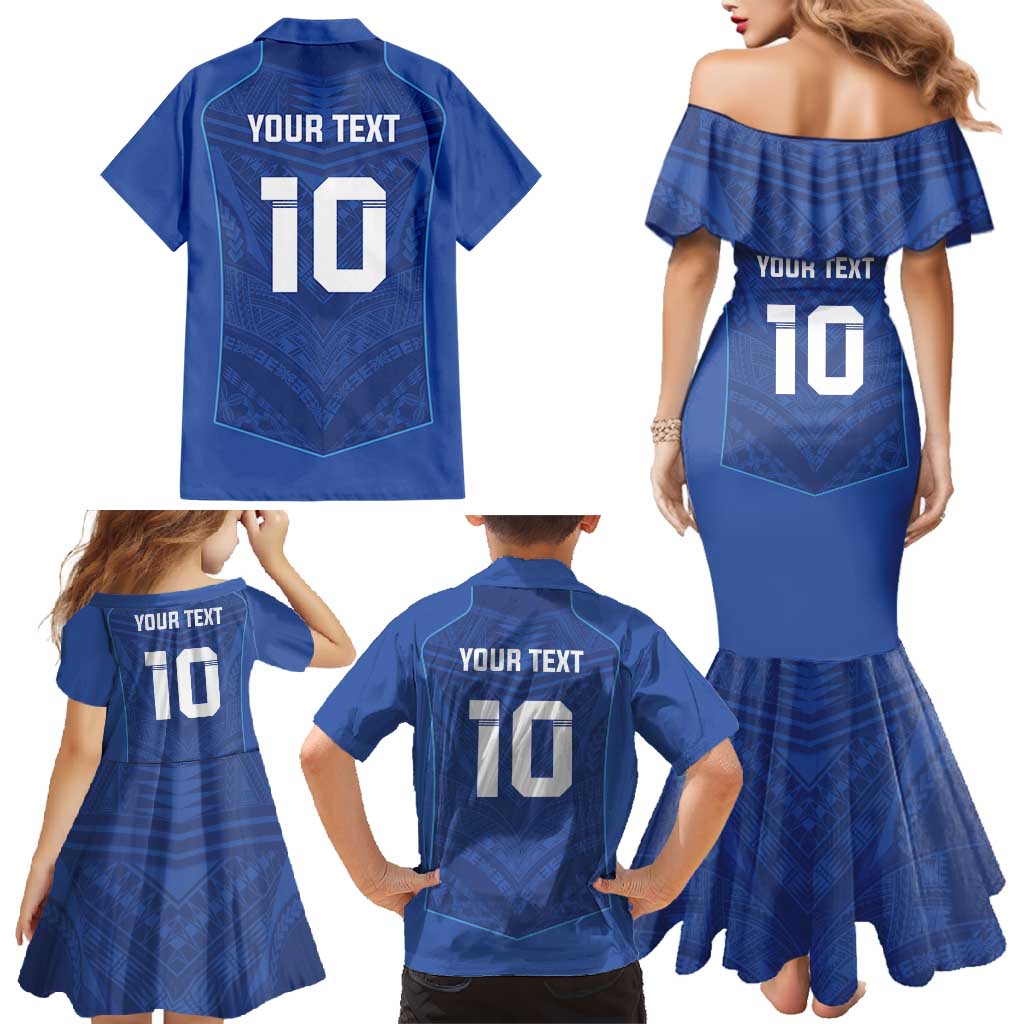 Custom Samoa Rugby Family Matching Mermaid Dress and Hawaiian Shirt Tatau Tribal Motifs Sporty Style - Polynesian Pride