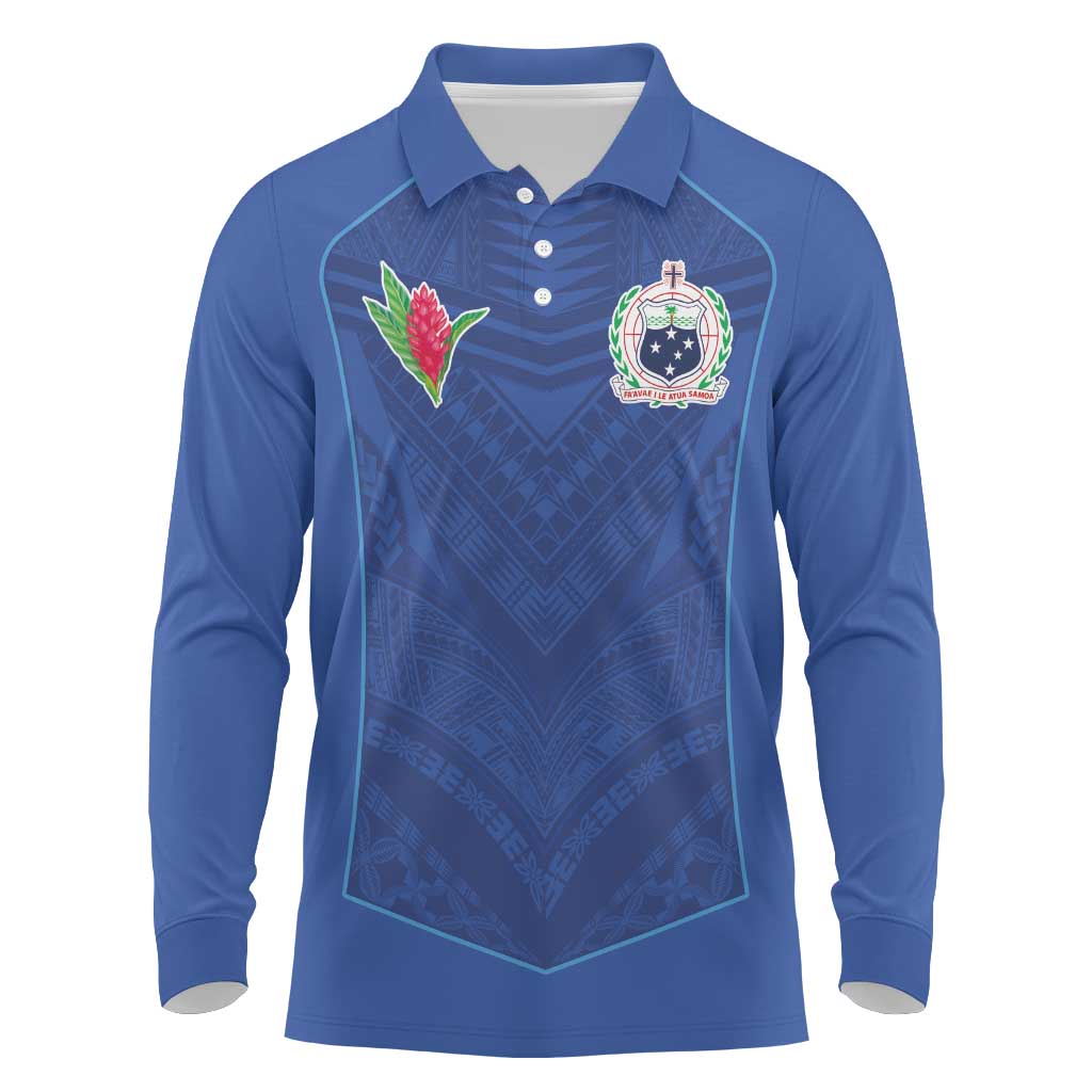 Custom Samoa Rugby Long Sleeve Polo Shirt Tatau Tribal Motifs Sporty Style - Polynesian Pride