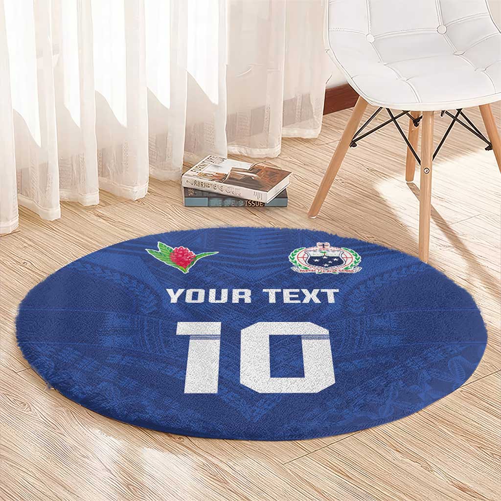 Custom Samoa Rugby Round Carpet Tatau Tribal Motifs Sporty Style - Polynesian Pride