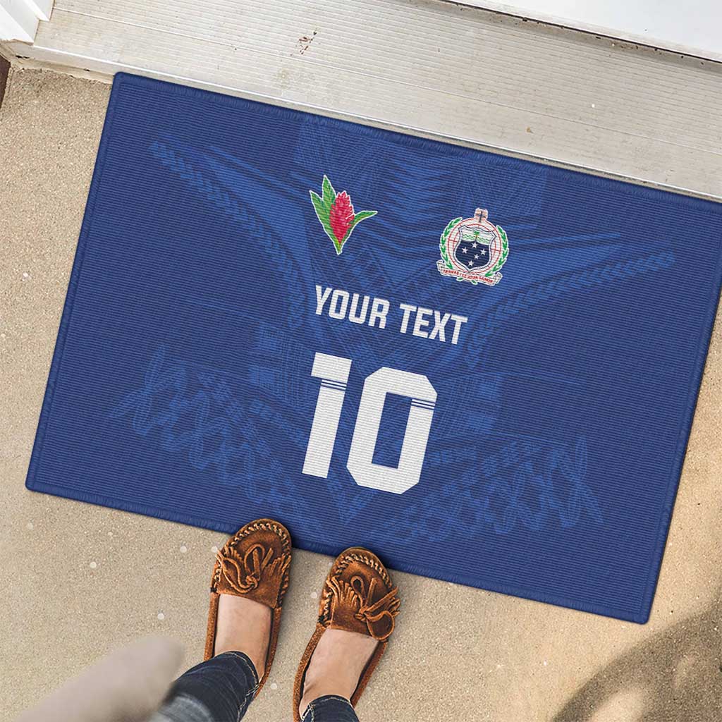 Custom Samoa Rugby Rubber Doormat Tatau Tribal Motifs Sporty Style - Polynesian Pride