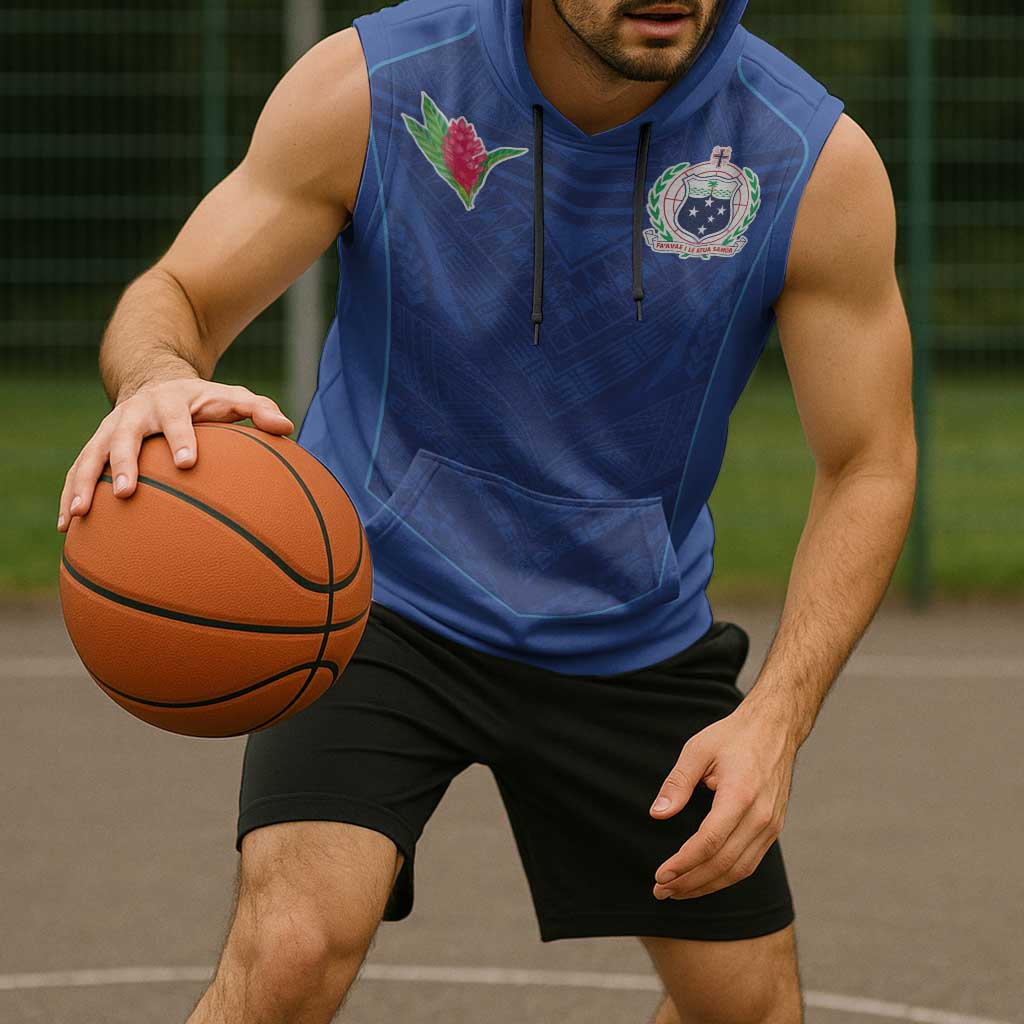 Custom Samoa Rugby Sleeveless Hoodie Tatau Tribal Motifs Sporty Style - Polynesian Pride