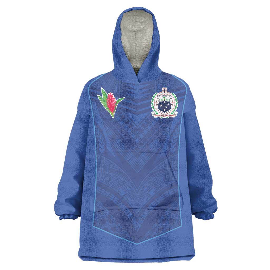 Custom Samoa Rugby Wearable Blanket Hoodie Tatau Tribal Motifs Sporty Style - Polynesian Pride