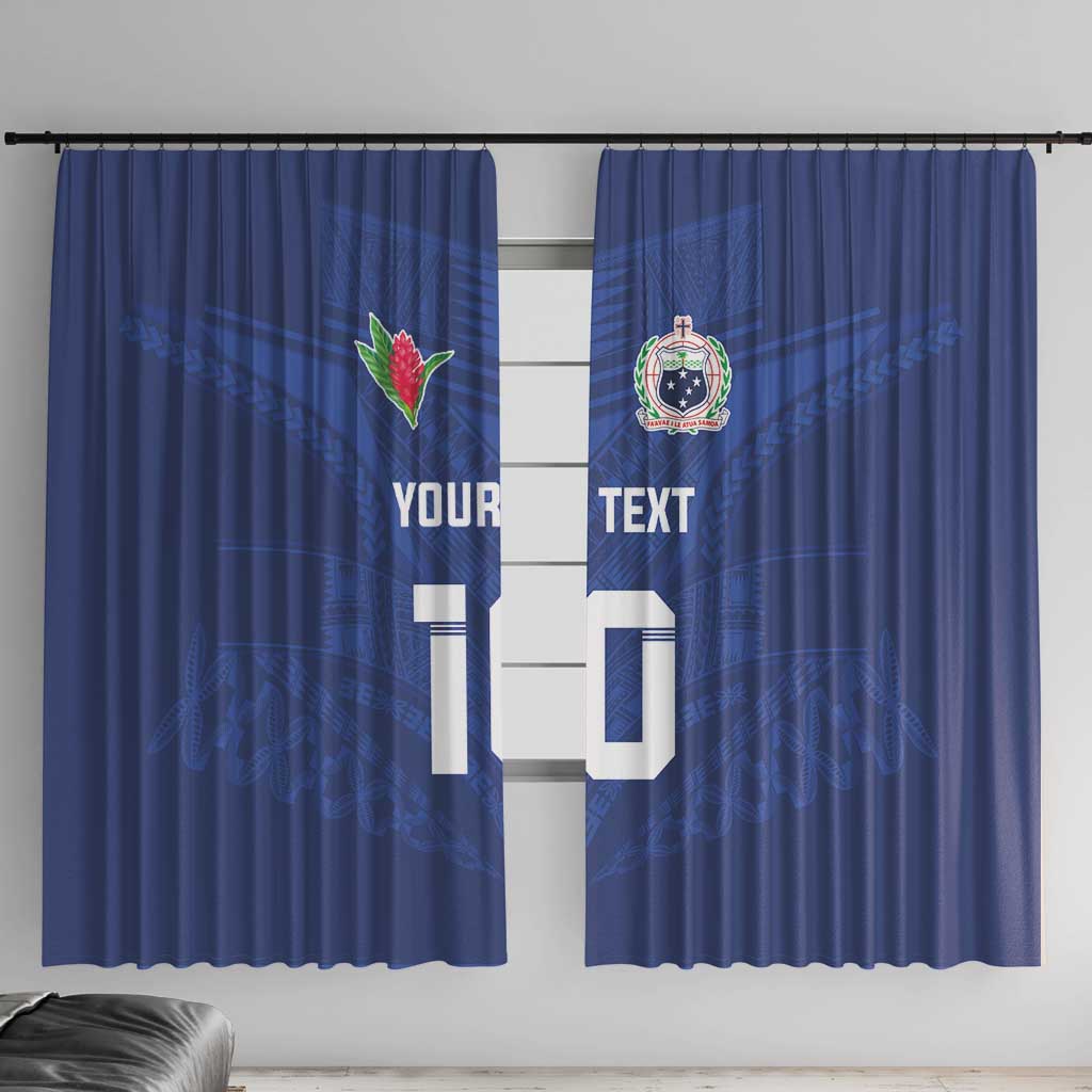 Custom Samoa Rugby Window Curtain Tatau Tribal Motifs Sporty Style - Polynesian Pride