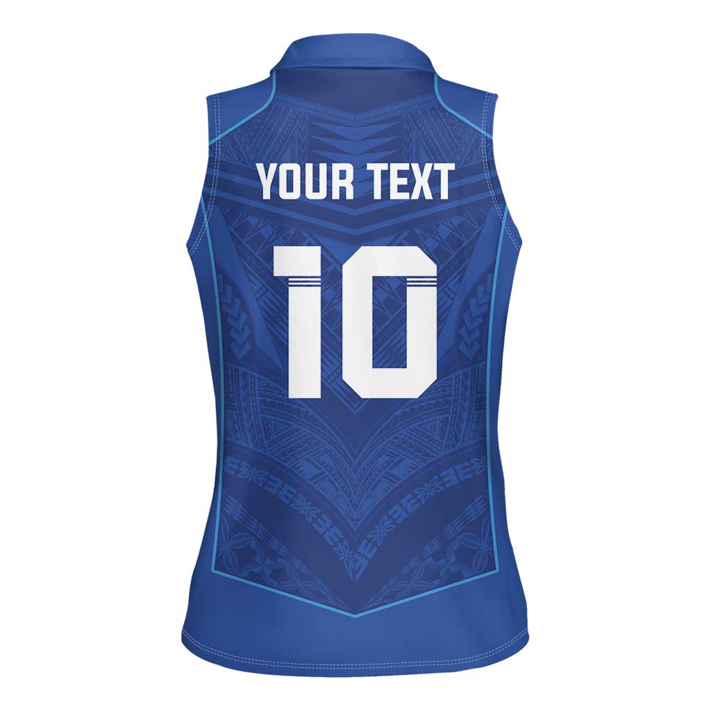 Custom Samoa Rugby Women Sleeveless Polo Shirt Tatau Tribal Motifs Sporty Style - Polynesian Pride