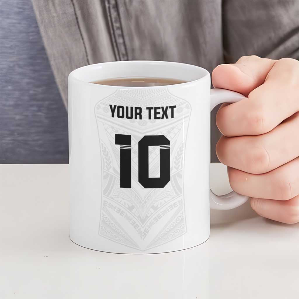 Custom Fiji Rugby Ceramic Mug Tapa Tribal Motifs Sporty Style - Polynesian Pride