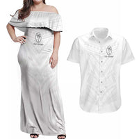 Custom Fiji Rugby Couples Matching Off Shoulder Maxi Dress and Hawaiian Shirt Tapa Tribal Motifs Sporty Style - Polynesian Pride
