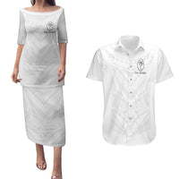 Custom Fiji Rugby Couples Matching Puletasi and Hawaiian Shirt Tapa Tribal Motifs Sporty Style - Polynesian Pride