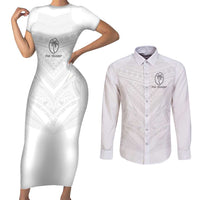 Custom Fiji Rugby Couples Matching Short Sleeve Bodycon Dress and Long Sleeve Button Shirt Tapa Tribal Motifs Sporty Style - Polynesian Pride