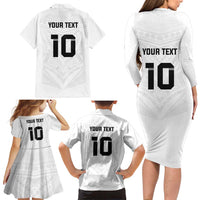 Custom Fiji Rugby Family Matching Long Sleeve Bodycon Dress and Hawaiian Shirt Tapa Tribal Motifs Sporty Style - Polynesian Pride