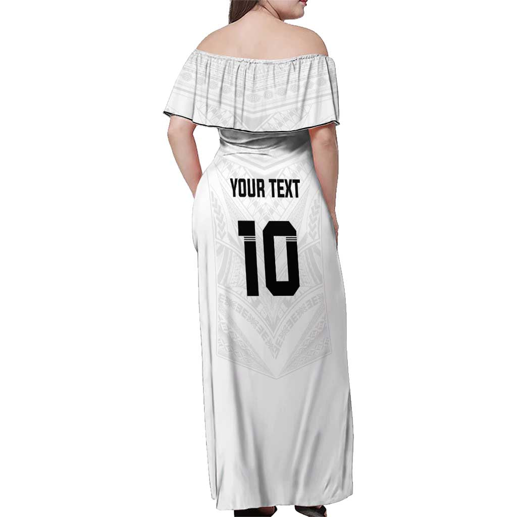 Custom Fiji Rugby Family Matching Off Shoulder Maxi Dress and Hawaiian Shirt Tapa Tribal Motifs Sporty Style - Polynesian Pride