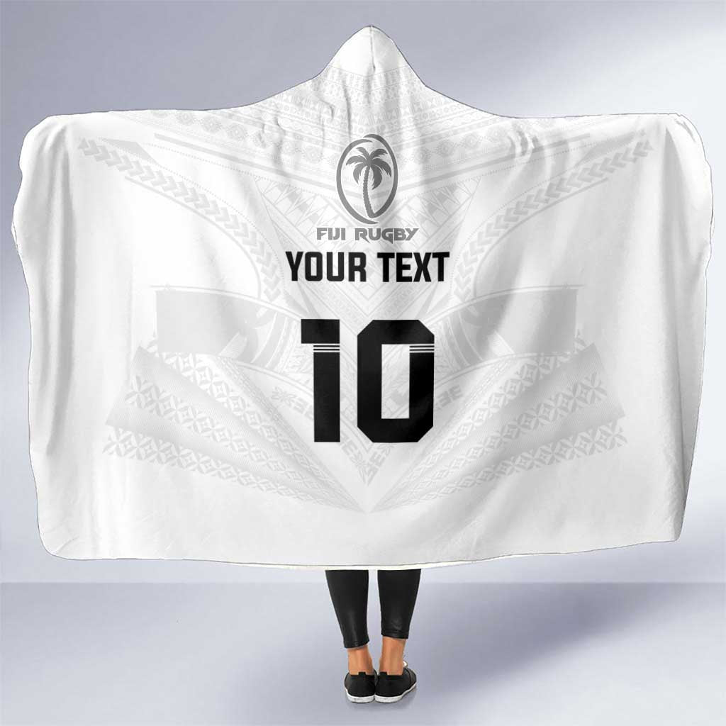 Custom Fiji Rugby Hooded Blanket Tapa Tribal Motifs Sporty Style - Polynesian Pride