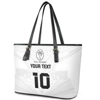 Custom Fiji Rugby Leather Tote Bag Tapa Tribal Motifs Sporty Style - Polynesian Pride