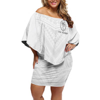 Custom Fiji Rugby Off Shoulder Short Dress Tapa Tribal Motifs Sporty Style - Polynesian Pride