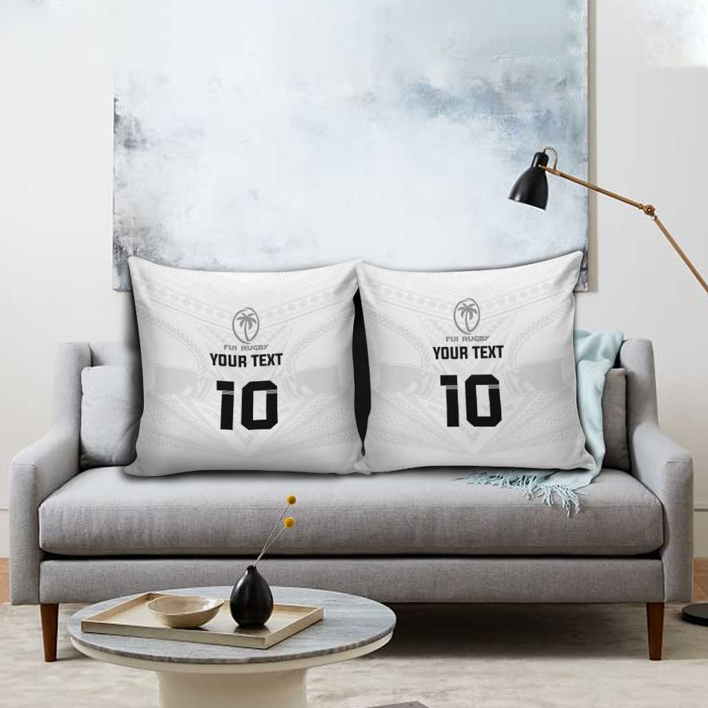 Custom Fiji Rugby Pillow Cover Tapa Tribal Motifs Sporty Style - Polynesian Pride