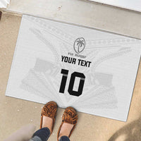 Custom Fiji Rugby Rubber Doormat Tapa Tribal Motifs Sporty Style - Polynesian Pride