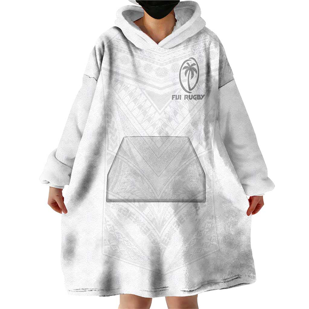 Custom Fiji Rugby Wearable Blanket Hoodie Tapa Tribal Motifs Sporty Style - Polynesian Pride