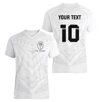 Custom Fiji Rugby Women V-Neck T-Shirt Tapa Tribal Motifs Sporty Style - Polynesian Pride