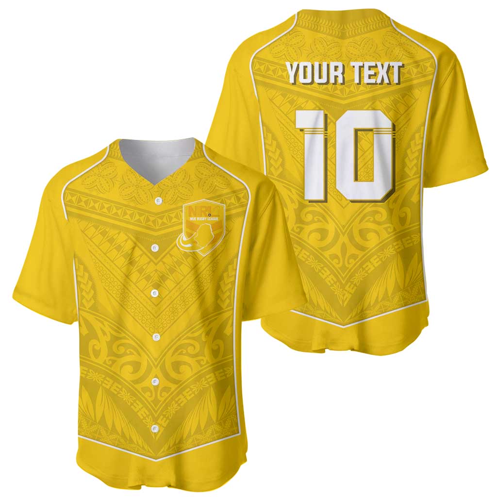 Custom Niue Rugby Baseball Jersey Hiapo Tribal Motifs Sporty Style - Polynesian Pride