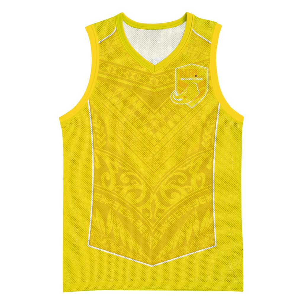 Custom Niue Rugby Basketball Jersey Hiapo Tribal Motifs Sporty Style - Polynesian Pride
