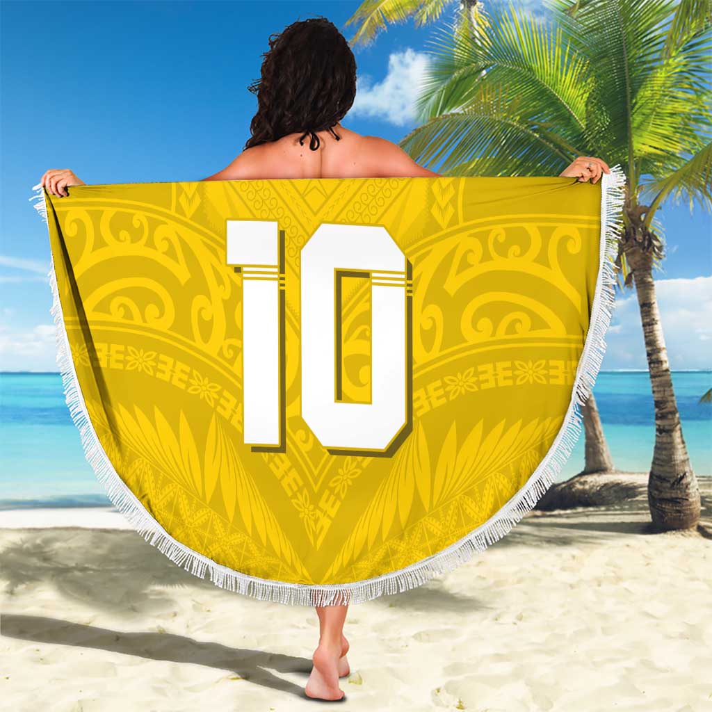 Custom Niue Rugby Beach Blanket Hiapo Tribal Motifs Sporty Style - Polynesian Pride