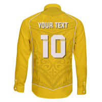 Custom Niue Rugby Family Matching Off The Shoulder Long Sleeve Dress and Hawaiian Shirt Hiapo Tribal Motifs Sporty Style - Polynesian Pride