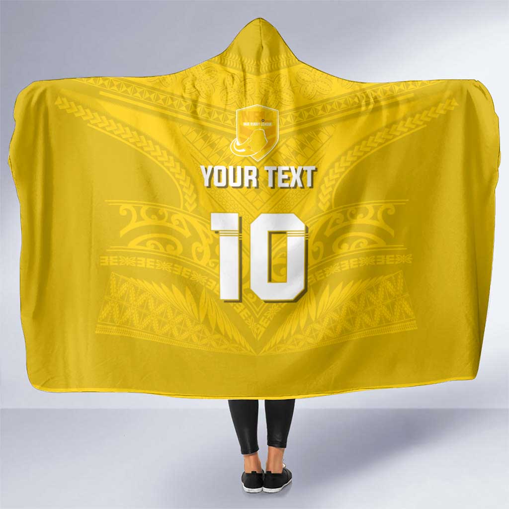 Custom Niue Rugby Hooded Blanket Hiapo Tribal Motifs Sporty Style - Polynesian Pride