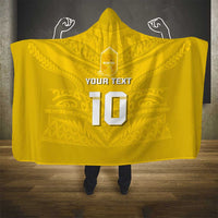 Custom Niue Rugby Hooded Blanket Hiapo Tribal Motifs Sporty Style - Polynesian Pride