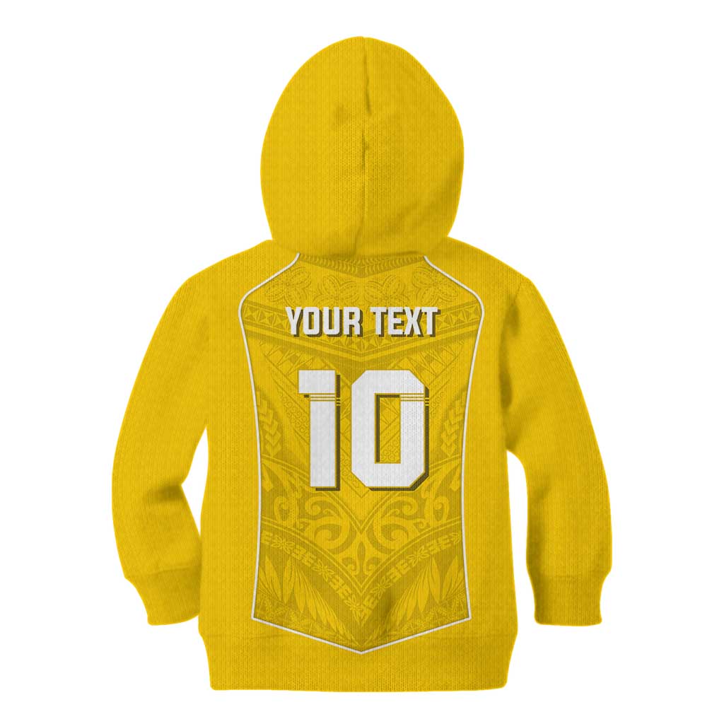 Custom Niue Rugby Kid Hoodie Hiapo Tribal Motifs Sporty Style - Polynesian Pride