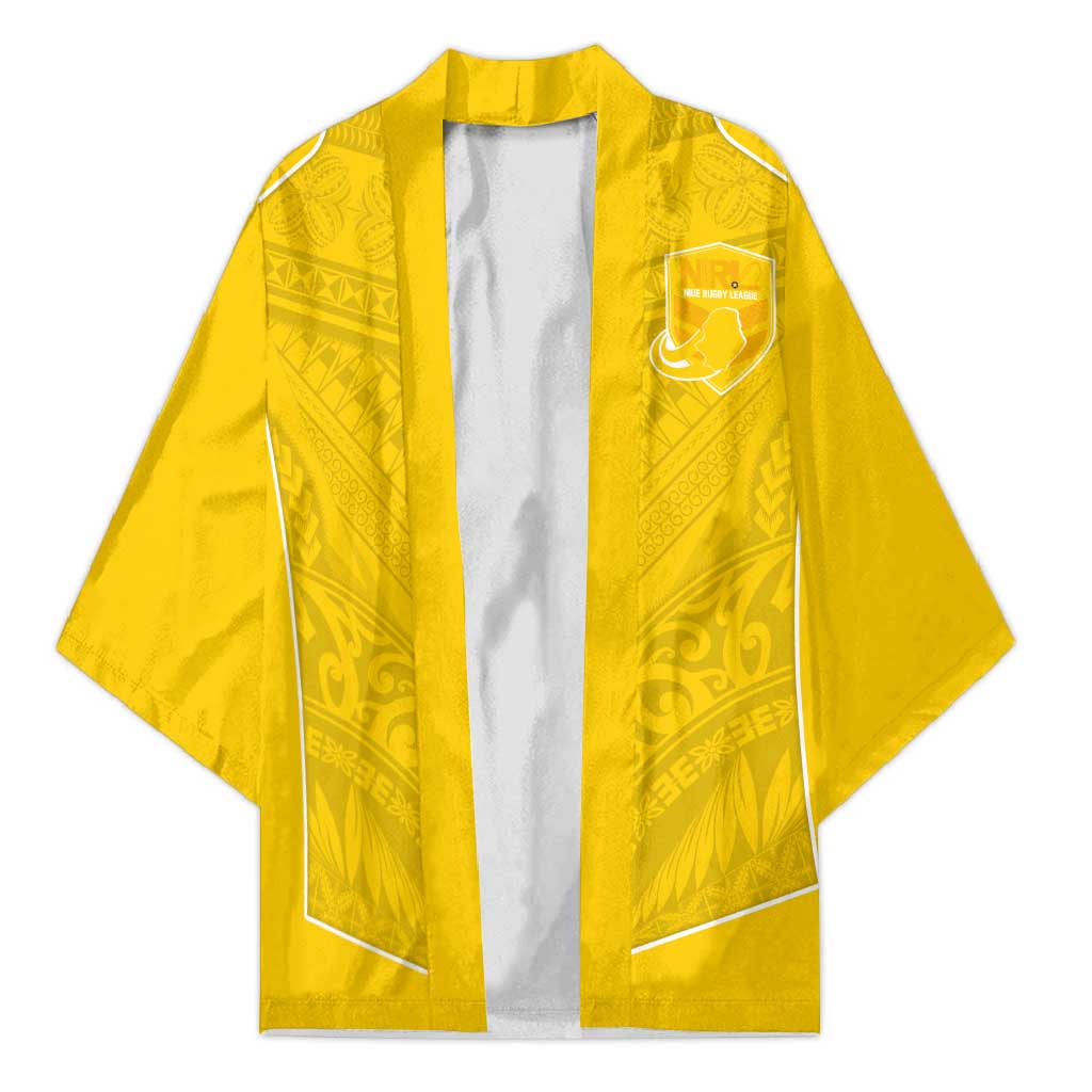 Custom Niue Rugby Kimono Hiapo Tribal Motifs Sporty Style - Polynesian Pride