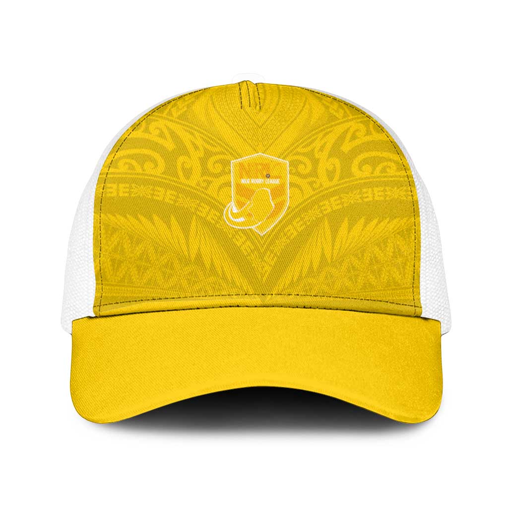 Niue Rugby Mesh Trucker Cap Hiapo Tribal Motifs Sporty Style - Polynesian Pride