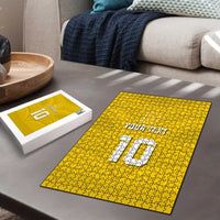 Custom Niue Rugby Puzzle Hiapo Tribal Motifs Sporty Style - Polynesian Pride