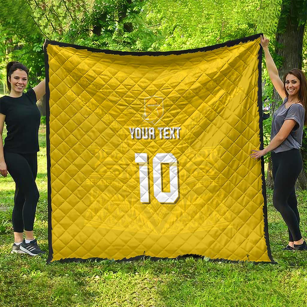 Custom Niue Rugby Quilt Hiapo Tribal Motifs Sporty Style - Polynesian Pride
