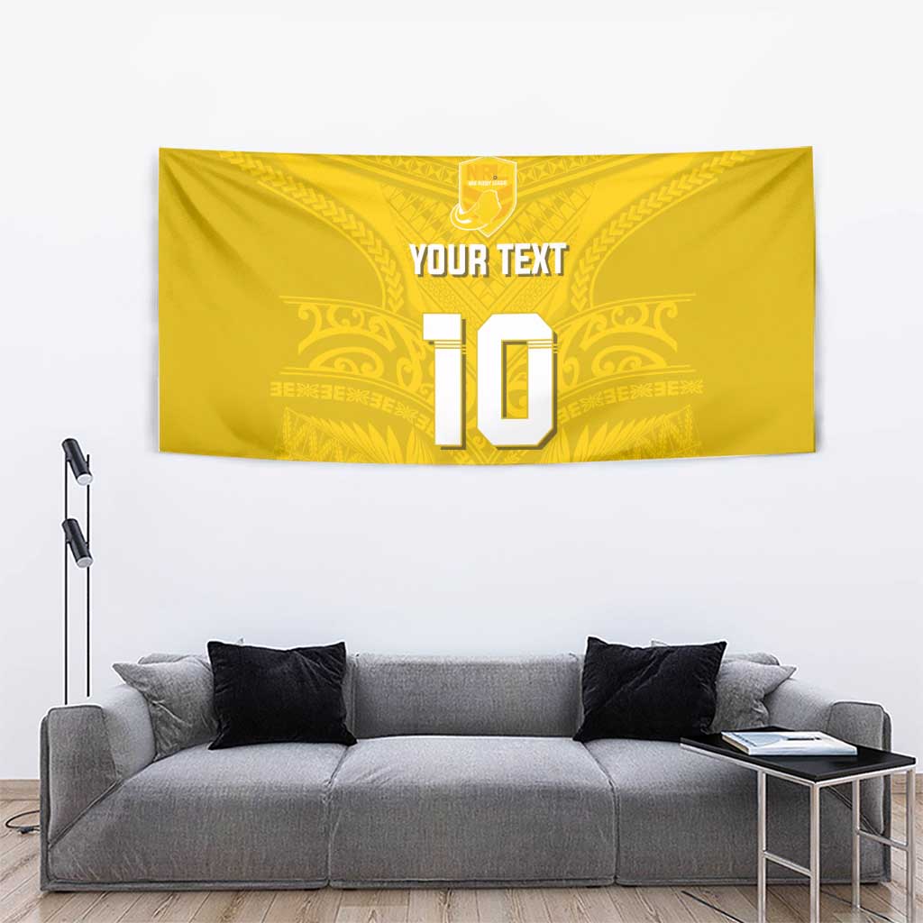 Custom Niue Rugby Tapestry Hiapo Tribal Motifs Sporty Style - Polynesian Pride