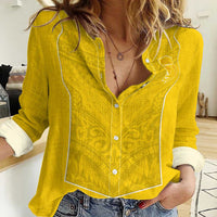 Custom Niue Rugby Women Casual Shirt Hiapo Tribal Motifs Sporty Style - Polynesian Pride