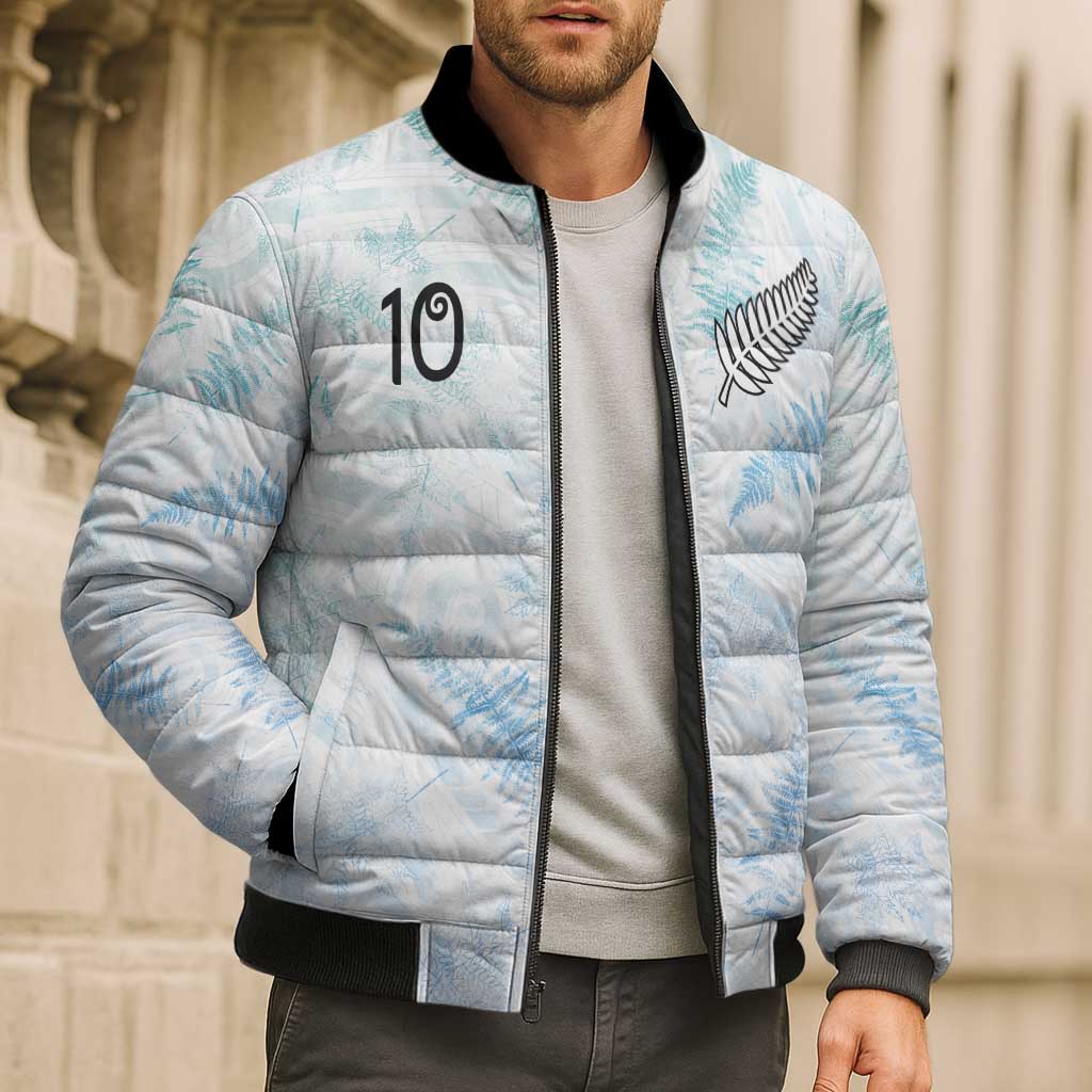 Custom New Zealand Football Bomber Puffer Jacket The Whites-Aotearoa Inspired - Polynesian Pride