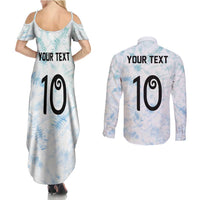 Custom New Zealand Football Couples Matching Summer Maxi Dress and Long Sleeve Button Shirt The Whites-Aotearoa Inspired - Polynesian Pride