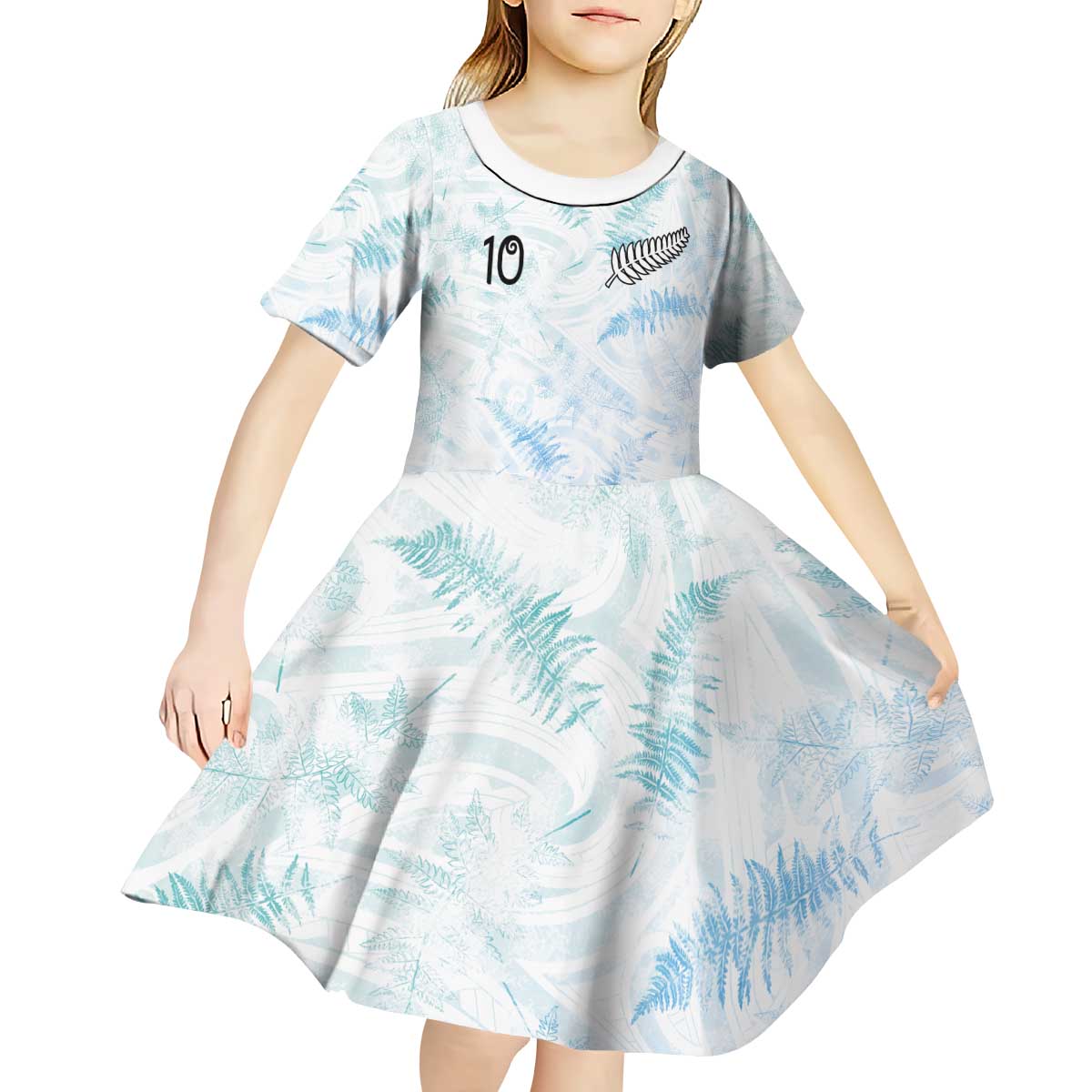 Custom New Zealand Football Kid Short Sleeve Dress The Whites-Aotearoa Inspired - Polynesian Pride