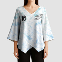 Custom New Zealand Football Kimono Sleeve Blouse The Whites-Aotearoa Inspired - Polynesian Pride