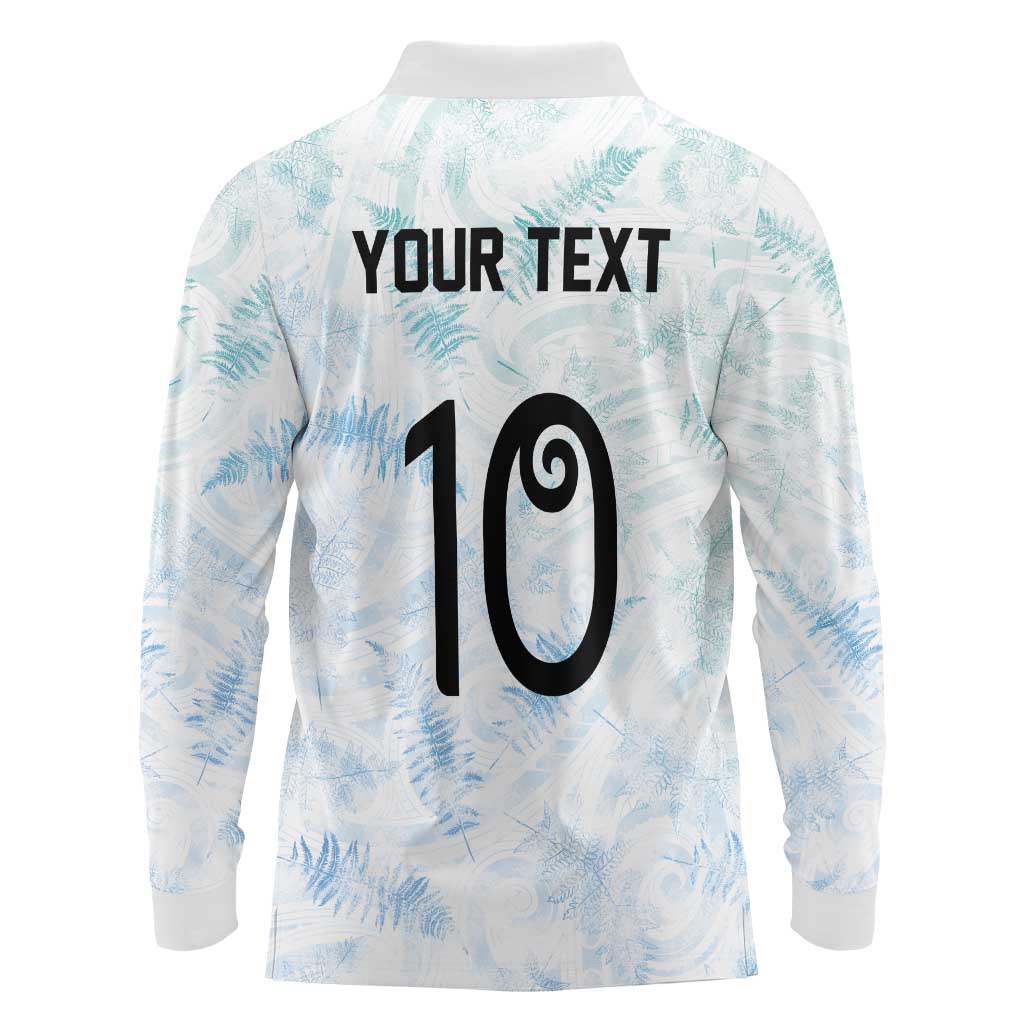 Custom New Zealand Football Long Sleeve Polo Shirt The Whites-Aotearoa Inspired - Polynesian Pride