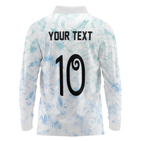 Custom New Zealand Football Long Sleeve Polo Shirt The Whites-Aotearoa Inspired - Polynesian Pride
