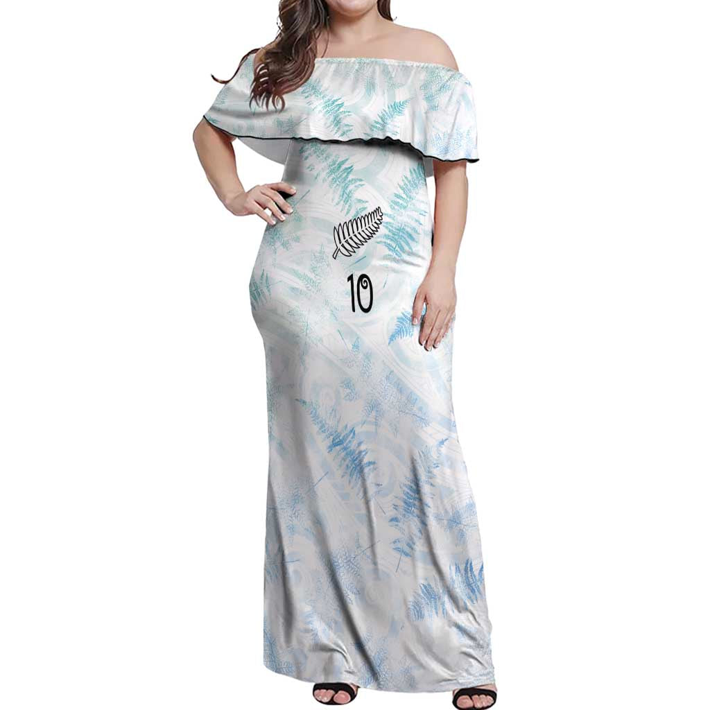 Custom New Zealand Football Off Shoulder Maxi Dress The Whites-Aotearoa Inspired - Polynesian Pride