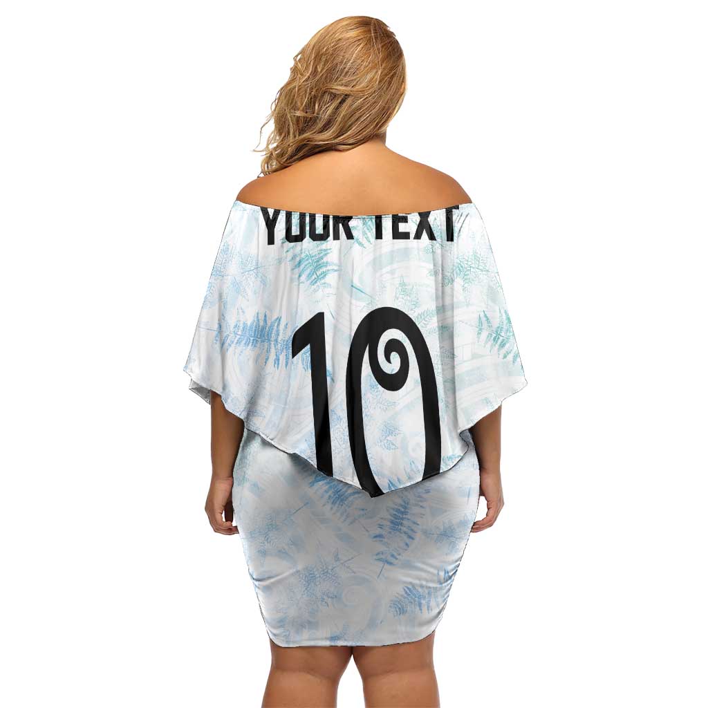 Custom New Zealand Football Off Shoulder Short Dress The Whites-Aotearoa Inspired - Polynesian Pride