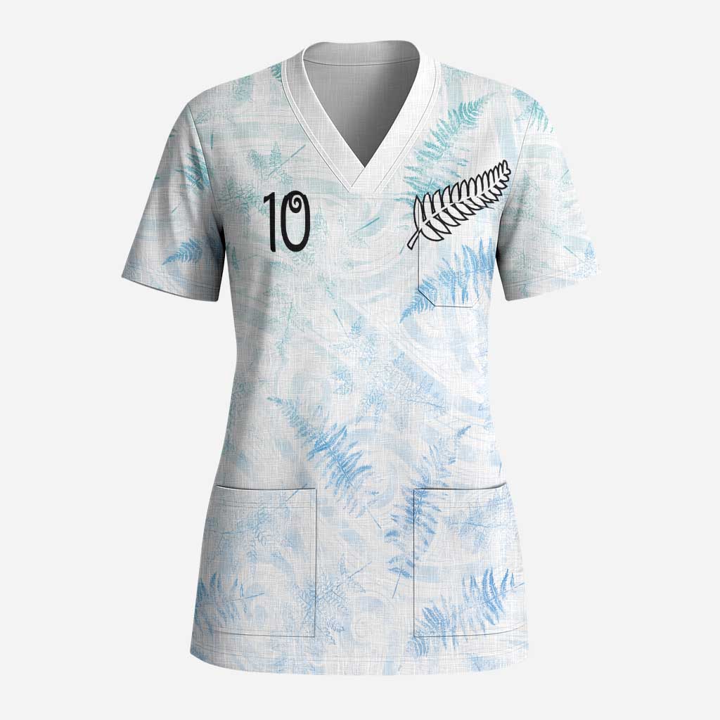 Custom New Zealand Football Scrub Top The Whites-Aotearoa Inspired - Polynesian Pride