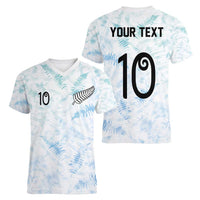 Custom New Zealand Football Women V-Neck T-Shirt The Whites-Aotearoa Inspired - Polynesian Pride