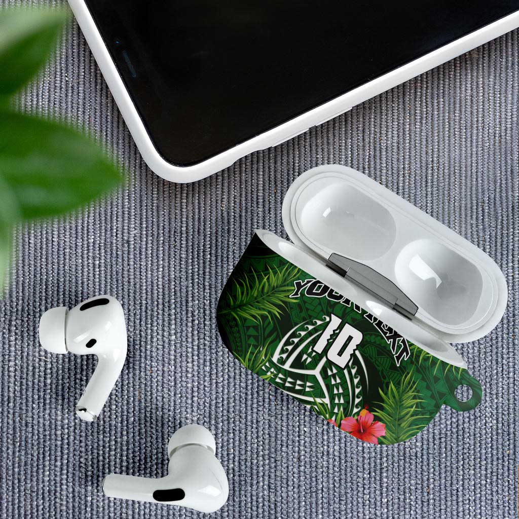 Custom Hawaii Volleyball AirPods Case Kakau Abstract and Tropical Plants Green Color - Polynesian Pride