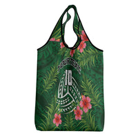 Custom Hawaii Volleyball Grocery Bag Kakau Abstract and Tropical Plants Green Color - Polynesian Pride