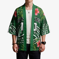 Custom Hawaii Volleyball Kimono Kakau Abstract and Tropical Plants Green Color - Polynesian Pride